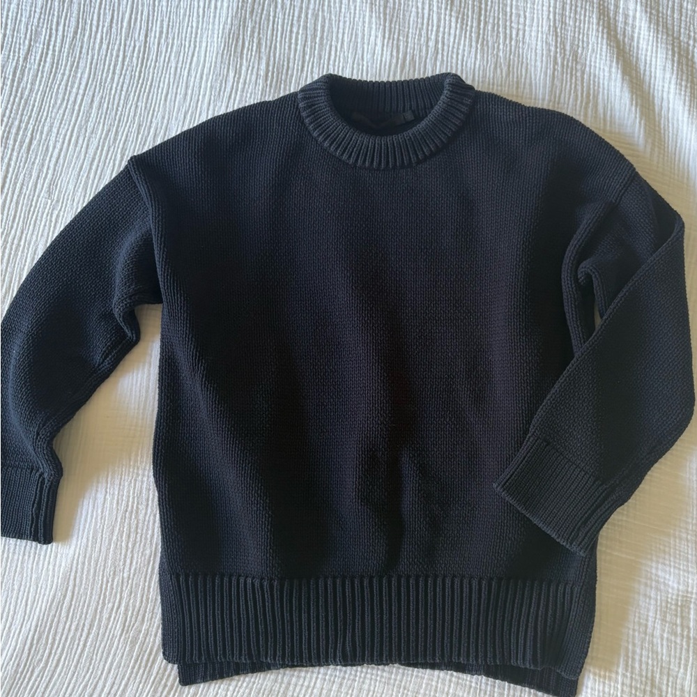 Jenni Kayne Navy Chunky Cotton Crewneck